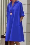 Momentlover Casual Print Polka Dot Patchwork Buckle Turndown Collar Shirt Dress Dresses(15 Colors)