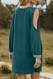 Momentlover Casual Solid Lace V Neck A Line Dresses