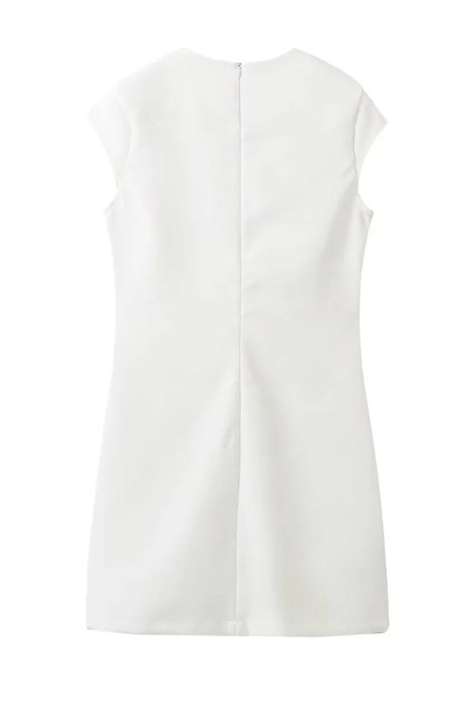 Momentlover Celebrities Solid Patchwork O Neck Sleeveless Dress Dresses