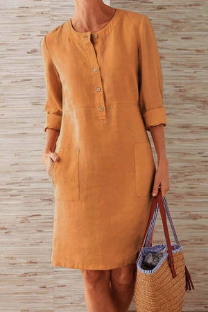 Momentlover Fashion Street Solid O Neck A Line Dresses(10 Colors)