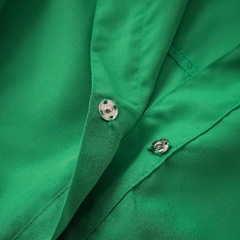 momentlover Sleeveless Solid Color Lapel Midi Dresses