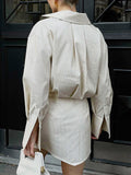 Momentlover Striped Buttoned Loose Long Sleeves Lapel Shirt Dress Mini Dresses