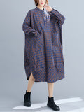 Momentlover Vintage Plaid Irregularity Shirt Dresses