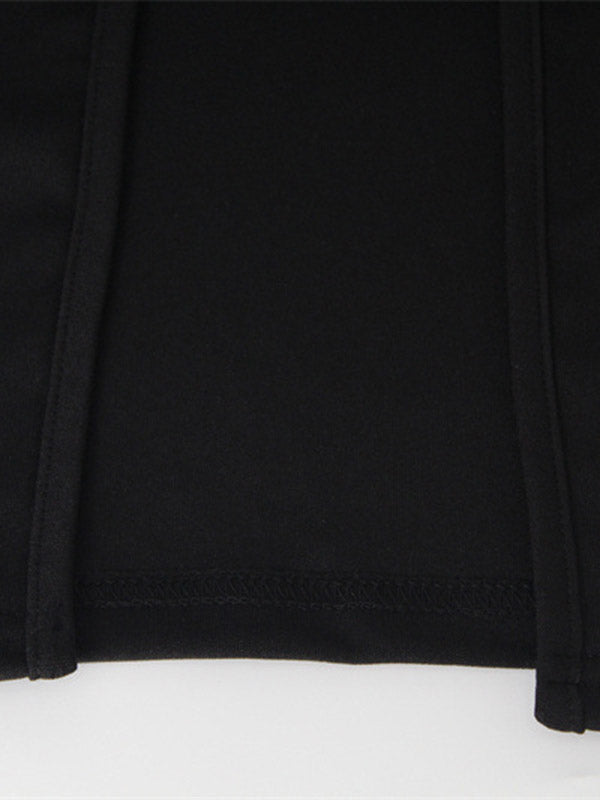 Momentlover Tasseled Split-side Back Cross Skinny Long Sleeves High Neck Midi Dresses Evening Dresses