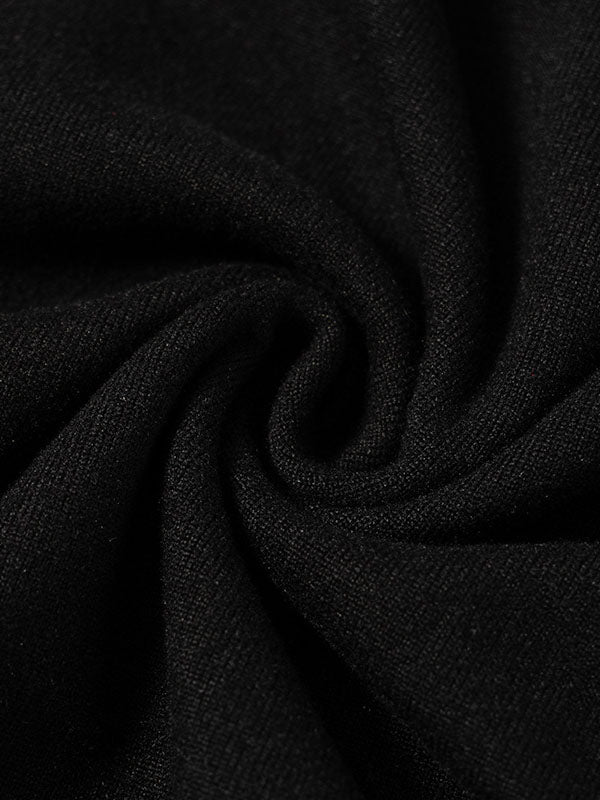 Momentlover Split-Joint Solid Color Long Sleeves Bodycon High Neck Maxi Dresses