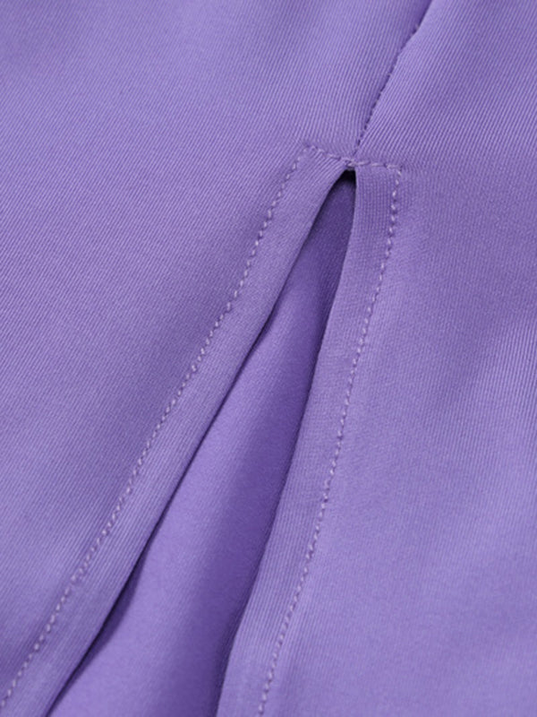 Momentlover Split-Back Solid Color Hooded Sleeveless Skinny Maxi Dresses