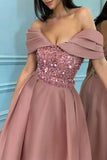 Momentlover Sexy Formal Solid Sequins Off the Shoulder Princess Dresses RH9522