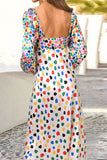 Momentlover Sweet Elegant Print Polka Dot Contrast V Neck Printed Dress Dresses RH9529