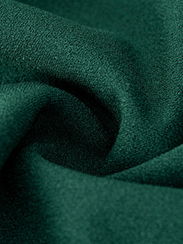 Momentlover Split-Joint Solid Color Pleated Puff Sleeves Loose Round-Neck Mini Dresses