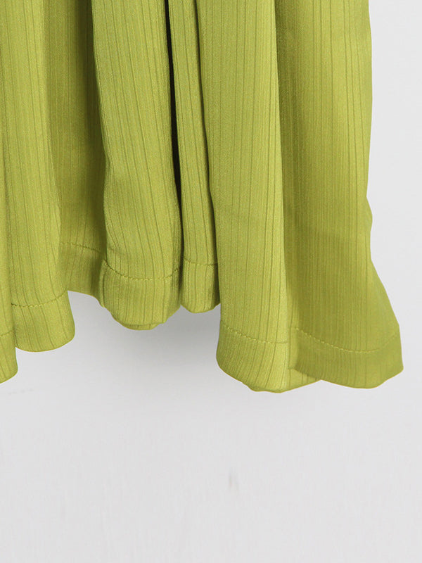 Momentlover Solid Color Belted Loose High Waisted Boat Neck Midi Dresses