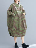 Momentlover Vintage Plaid Irregularity Shirt Dresses