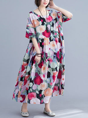 Momentlover Original Floral Round-Neck Dresses