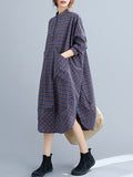 Momentlover Vintage Plaid Irregularity Shirt Dresses