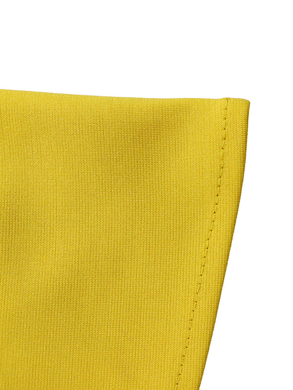 Momentlover Solid Color Belted Puff Sleeves Plus Size Round-neck Midi Dresses