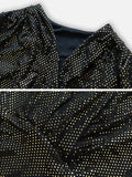 Momentlover Split-Joint Sequined Skinny Long Sleeves V-Neck Mini Dresses Evening Dresses