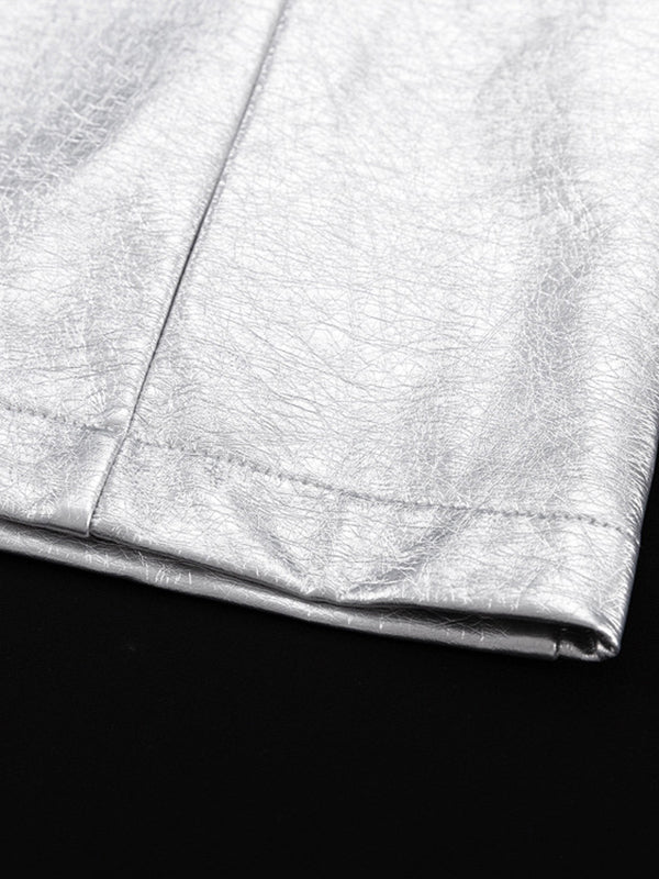 Momentlover Zipper Split-Joint Solid Color Backless Sleeveless Skinny Round-Neck Mini Dresses