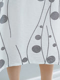 Momentlover Printed Short Sleeves Loose Round-neck Midi Dresses