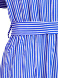 Momentlover Striped Short Sleeves Loose Lapel Maxi Dresses