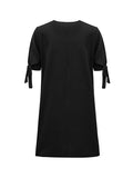 Momentlover Split-Joint Hollow Loose Half Sleeves V-Neck Mini Dresses