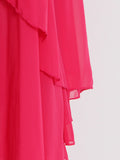 Momentlover Tiered Solid Color Raglan Sleeve Loose Stand Collar Maxi Dresses