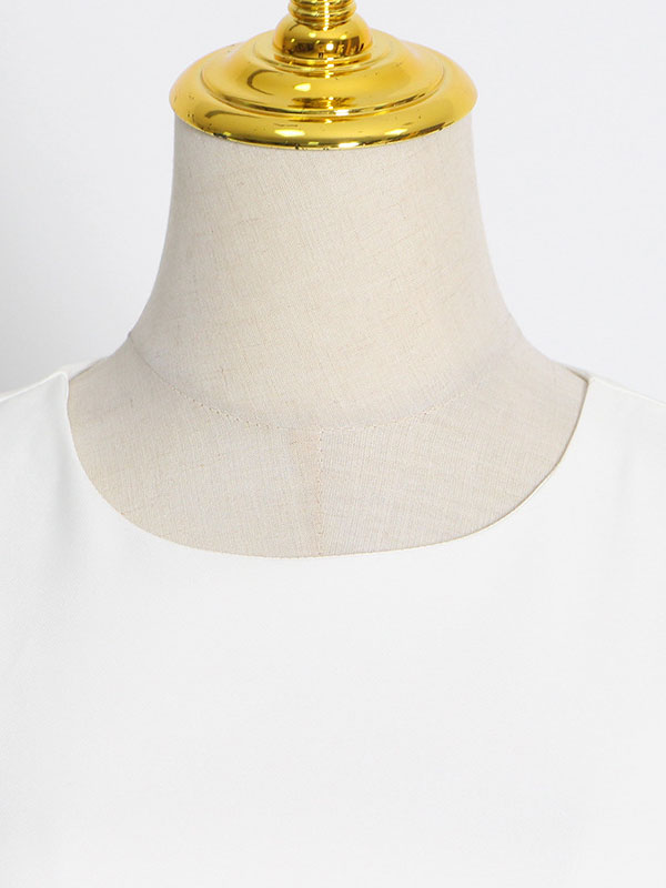 Momentlover Simple Sleeveless Loose Feathers Solid Color Midi Dresses