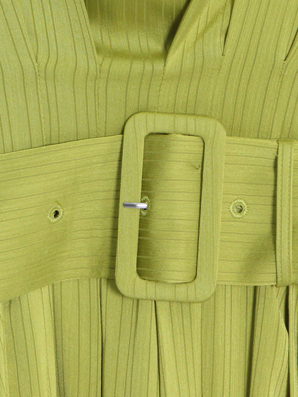 Momentlover Solid Color Belted Loose High Waisted Boat Neck Midi Dresses