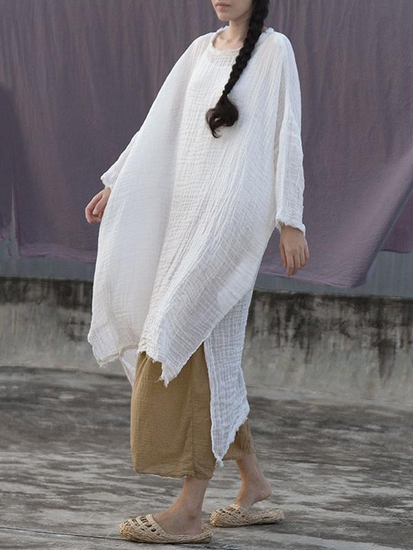 Momentlover Soft Ruffled Simple Solid Midi Dresses