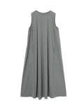 Momentlover Solid Color Sleeveless Loose Round-Neck Midi Dresses