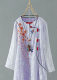 Momentlover Purple Patchwork Chiffon Dresses Embroideried Chinese Button Spring LY1721
