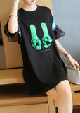 Momentlover Stylish Black Original Design Patchwork Ruffles Cotton Mini Dresses Summer LY1469