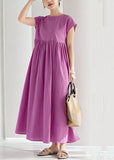 Momentlover Vintage Rose Wrinkled Patchwork Cotton Long Dresses Summer LY1717