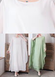 Momentlover White Solid Chiffon Long Holiday Dresses Long Sleeve LY1779