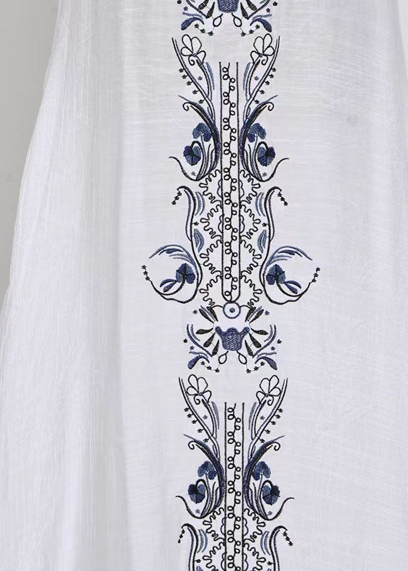 Momentlover Women White V Neck Print Chiffon Vacation Dresses Summer LY1929