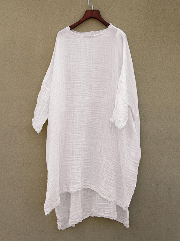 Momentlover Soft Ruffled Simple Solid Midi Dresses