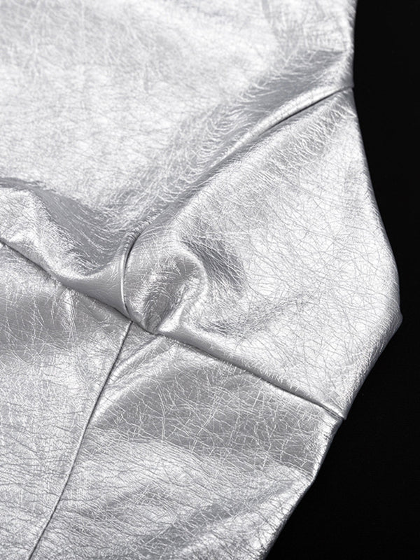 Momentlover Zipper Split-Joint Solid Color Backless Sleeveless Skinny Round-Neck Mini Dresses