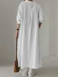 Momentlover Striped Buttoned Plus Size Loose Lapel Shirt Dress Maxi Dresses