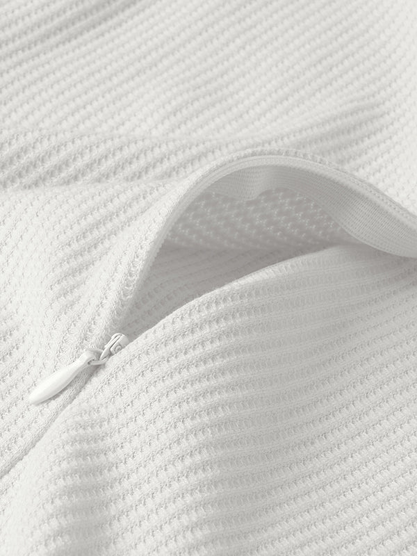 Momentlover Simple Long Sleeves Skinny Tied Falbala Solid Color Round-Neck Mini Dresses