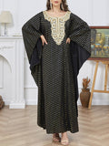 Momentlover Split-Side Split-Joint Bronzing Loose Long Sleeves V-Neck Robes Maxi Dresses