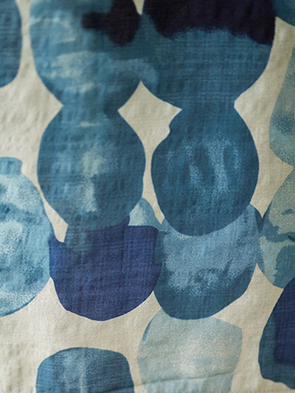 Momentlover Split-Joint Printed Pleated Sleeveless Loose Spaghetti-Neck Midi Dresses