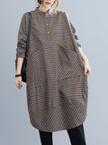 Momentlover Vintage Plaid Irregularity Shirt Dresses