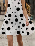 Momentlover Sleeveless A-Line Polka Dot High-Neck Mini Dresses