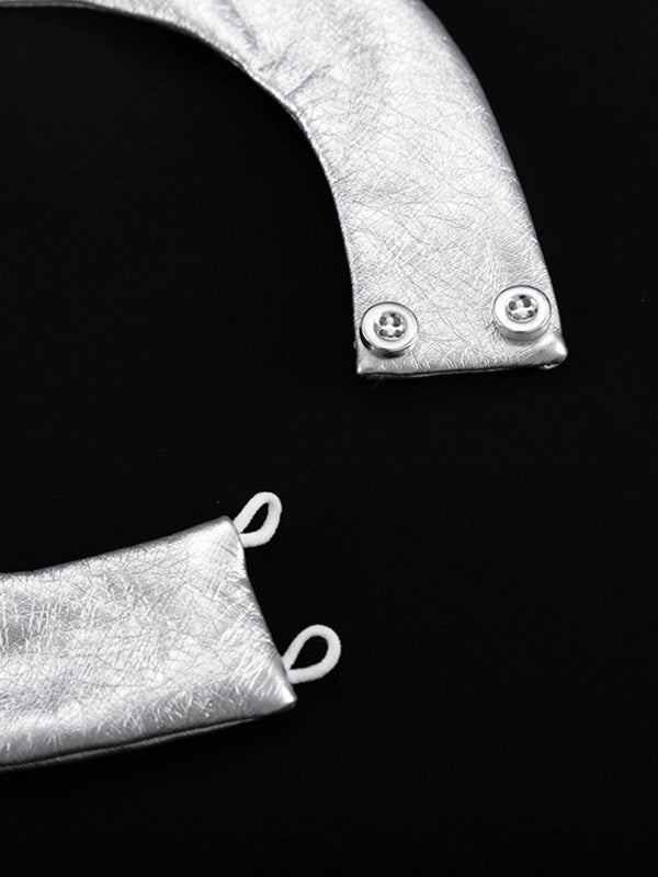 Momentlover Zipper Split-Joint Solid Color Backless Sleeveless Skinny Round-Neck Mini Dresses