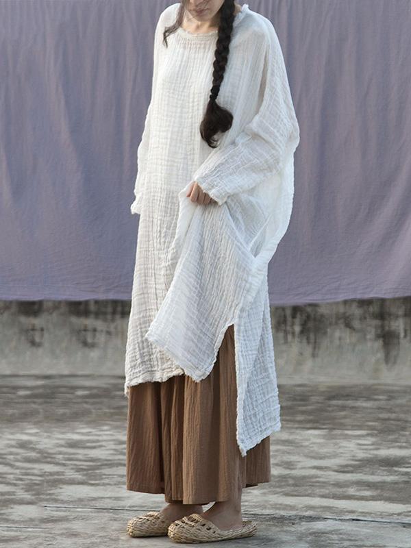 Momentlover Soft Ruffled Simple Solid Midi Dresses