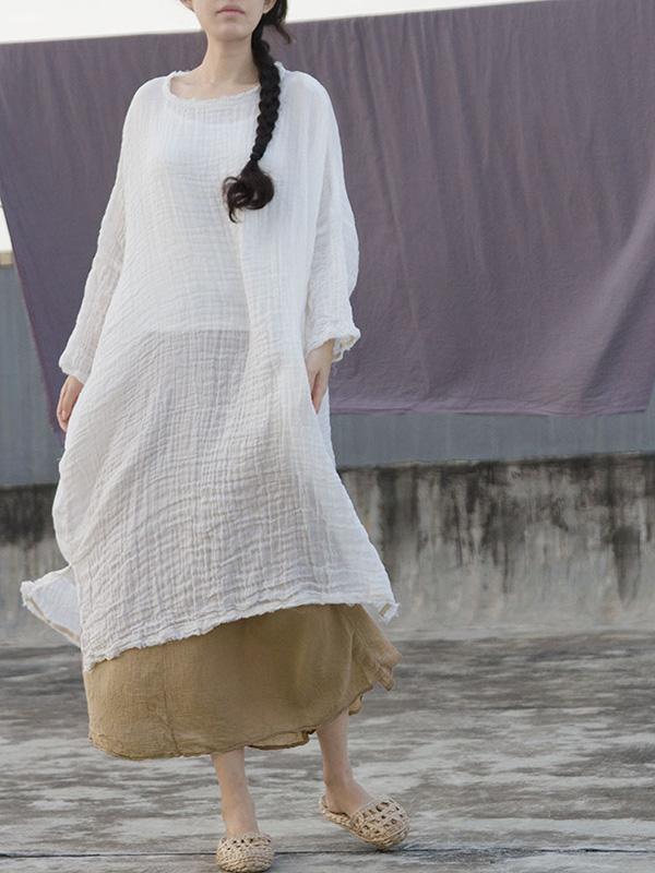 Momentlover Soft Ruffled Simple Solid Midi Dresses