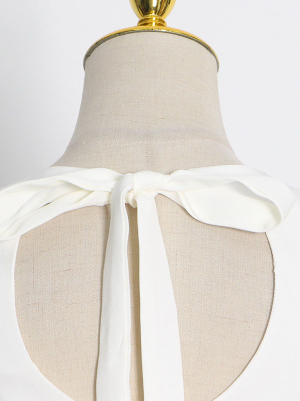 Momentlover Simple Sleeveless Loose Feathers Solid Color Midi Dresses