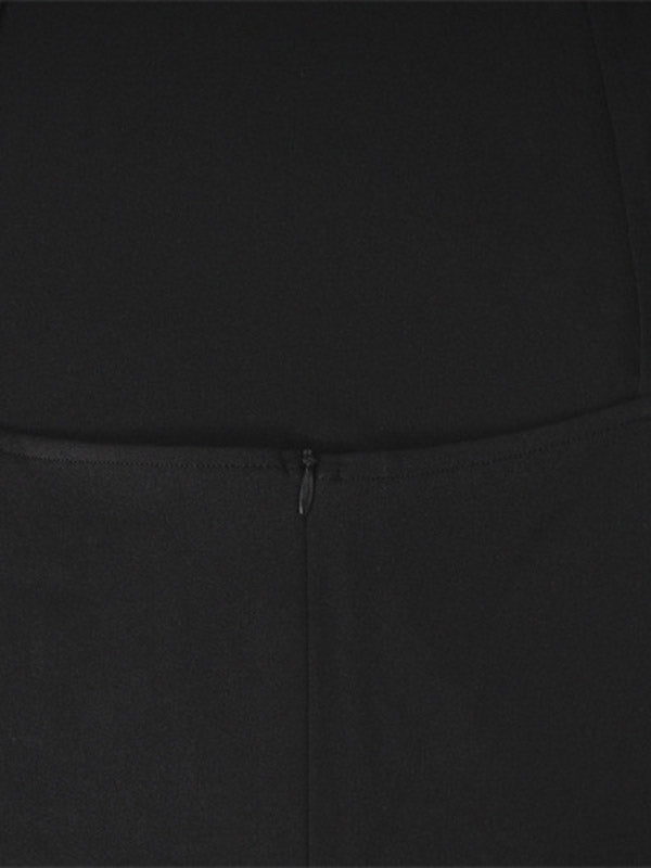 Momentlover Tasseled Split-side Back Cross Skinny Long Sleeves High Neck Midi Dresses Evening Dresses