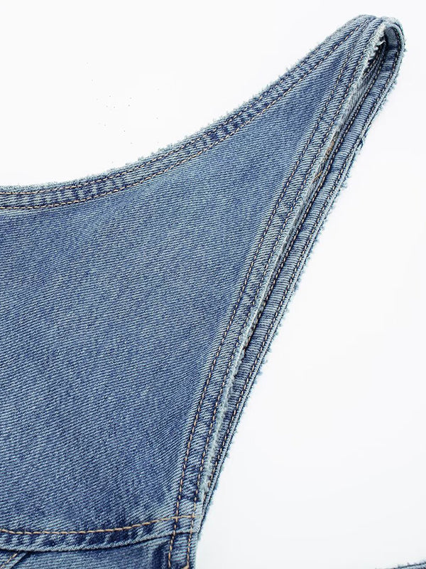 Momentlover Split-Joint Sleeveless V-Neck Midi Dresses