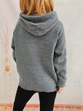 Momentlover Drawstring Long Sleeve  Hooded Sweater