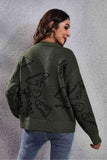 Momentlover Dinosaur Pattern Round Neck Sweater