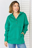 Momentlover Zenana Half Snap Long Sleeve Hoodie